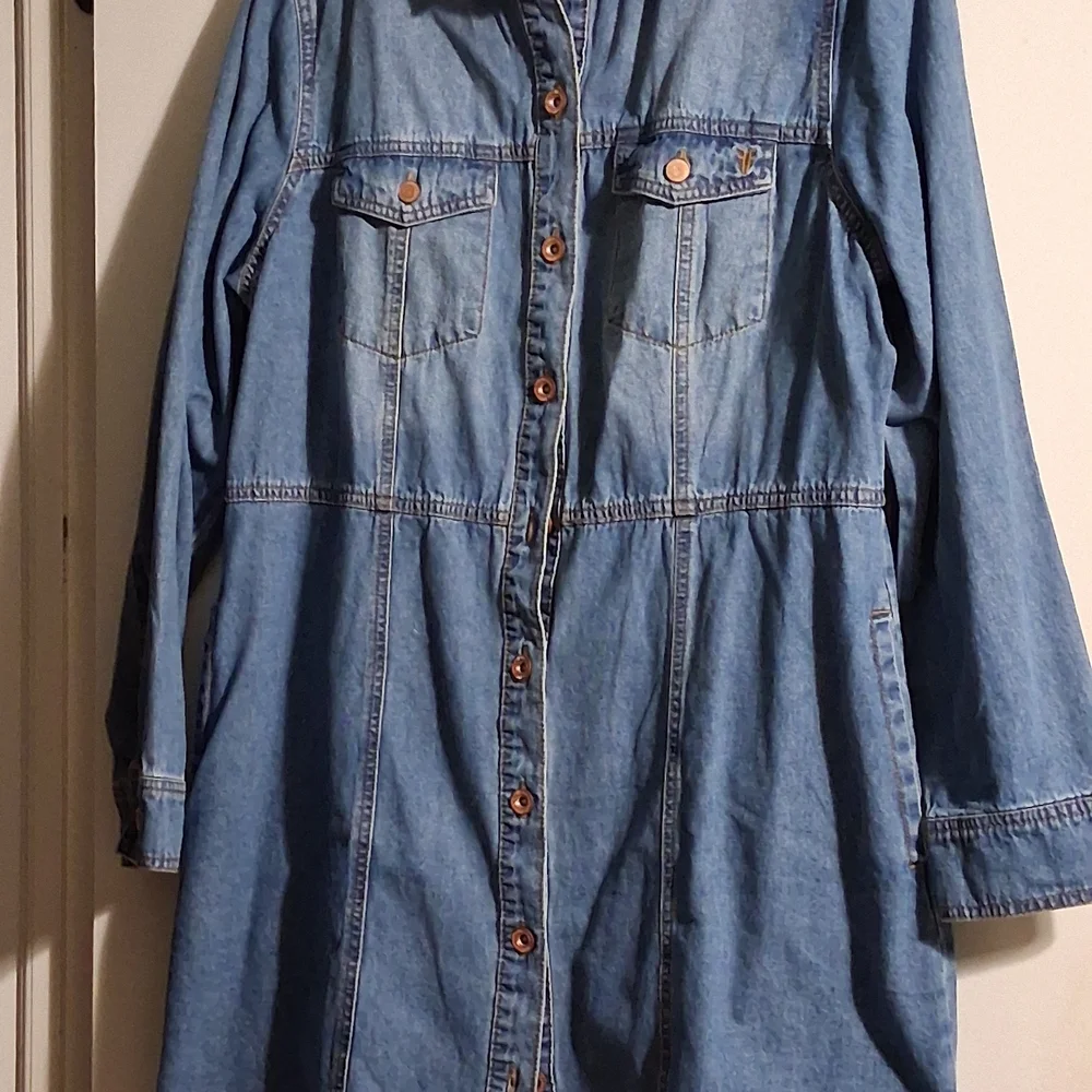 Frye Blue Denim Mini Dress Button Down - Picture 4 of 4
